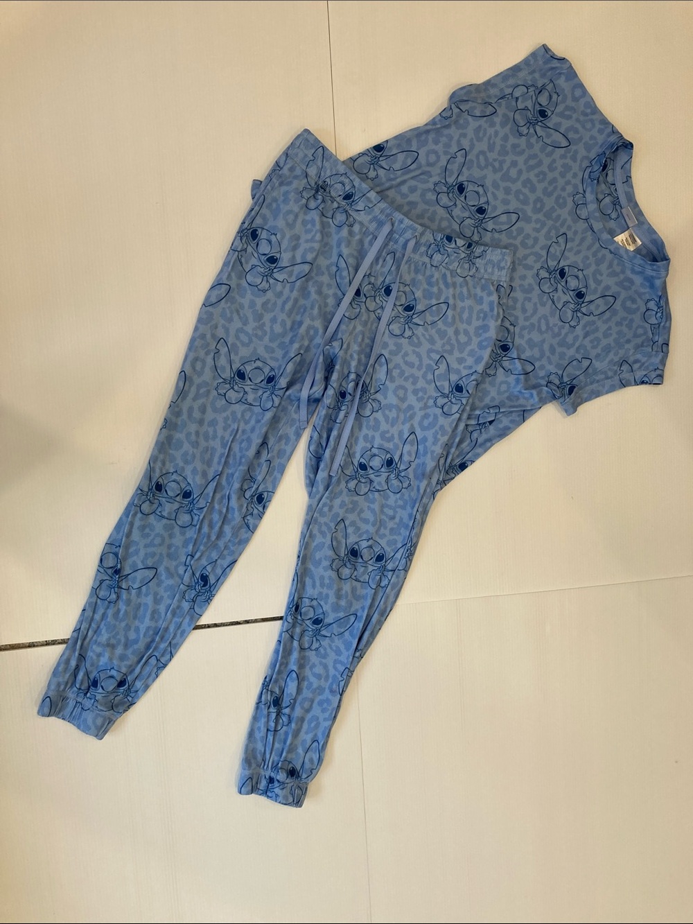 Blue Disney Stitch Pajama Set Size S